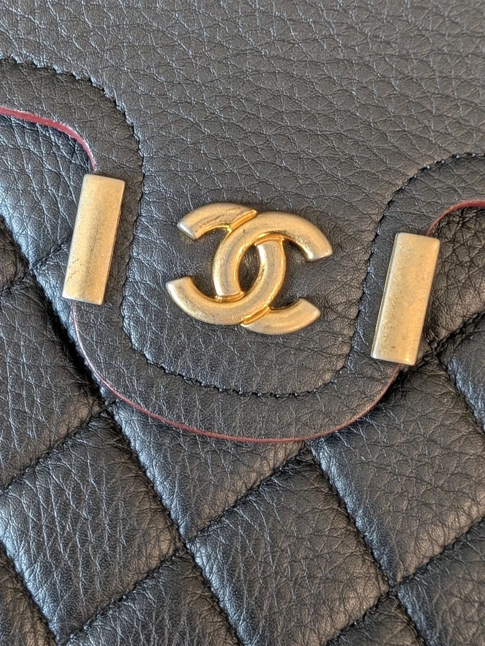 Chanel Black Quilted Leather Clutch/Pouch with Gold CC Logo